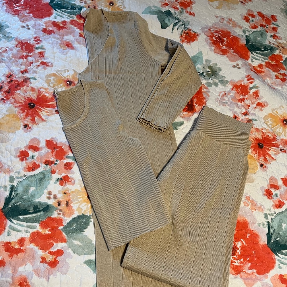 3 piece silk and salt matching sweater/knit set